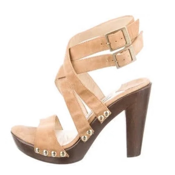 Jimmy Choo Shoes - Jimmy Choo Tan Suede Strappy platform Sandals, Size 37, Never Worn